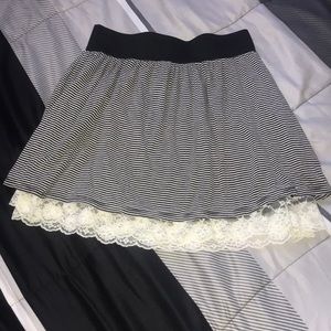 blacks and white striped skirt